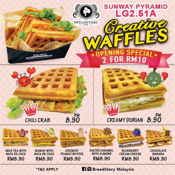 Breadstory-Creative-Waffles-Opening-Promo-at-Sunway-Pyramid-350x350 - Beverages Food , Restaurant & Pub Promotions & Freebies Selangor 