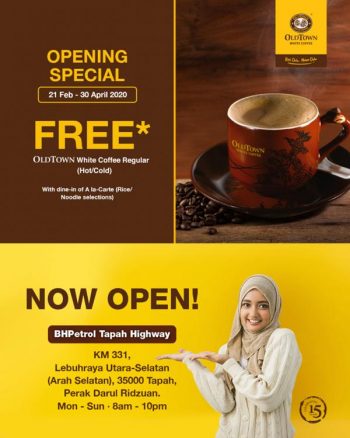 Oldtown-White-Coffee-Opening-Promotion-at-BHPetrol-Tapah-Highway-350x438 - Beverages Food , Restaurant & Pub Perak Promotions & Freebies 