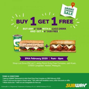 Subway-Opening-Promotion-at-Jetty-Point-Duty-Free-Complex-Langkawi-350x350 - Beverages Food , Restaurant & Pub Kedah Promotions & Freebies 