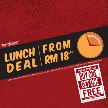 Tony-Romas-Lunch-Deal-Promotion-350x350 - Beverages Food , Restaurant & Pub Johor Kedah Kelantan Kuala Lumpur Melaka Negeri Sembilan Pahang Penang Perak Perlis Promotions & Freebies Putrajaya Sabah Sarawak Selangor Terengganu 