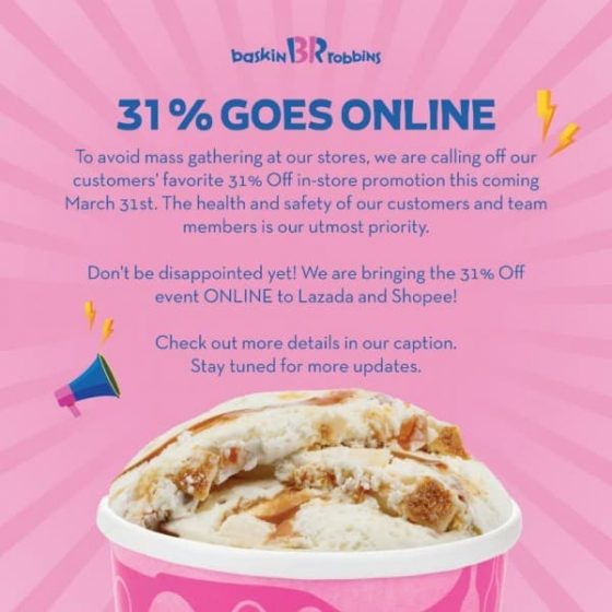 2831 Mar 2020 Baskin Robbins 31 off Online Promo