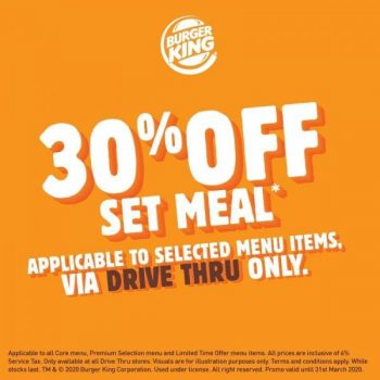 Burger-King-Drive-Thru-30-OFF-Set-Meal-Promotion-350x350 - Beverages Burger Food , Restaurant & Pub Johor Kuala Lumpur Negeri Sembilan Pahang Promotions & Freebies Selangor 