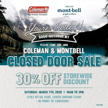 Coleman-and-Montbell-Closed-Door-Sale-350x350 7 Mar 2020: Coleman and Montbell Closed Door Sale