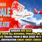 8-15 Mar 2020: AirAsia Big Sale FREE SEATS Travel from 8 Mar 2020 to 1 Jul 2021