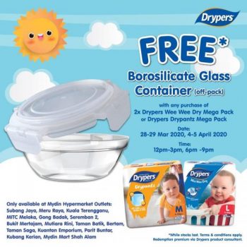 MYDIN-Drypers-Free-Borosilicate-Glass-Container-Promotion-350x350 - Baby & Kids & Toys Diapers Kelantan Kuala Lumpur Melaka Negeri Sembilan Pahang Perak Promotions & Freebies Selangor Supermarket & Hypermarket Terengganu 