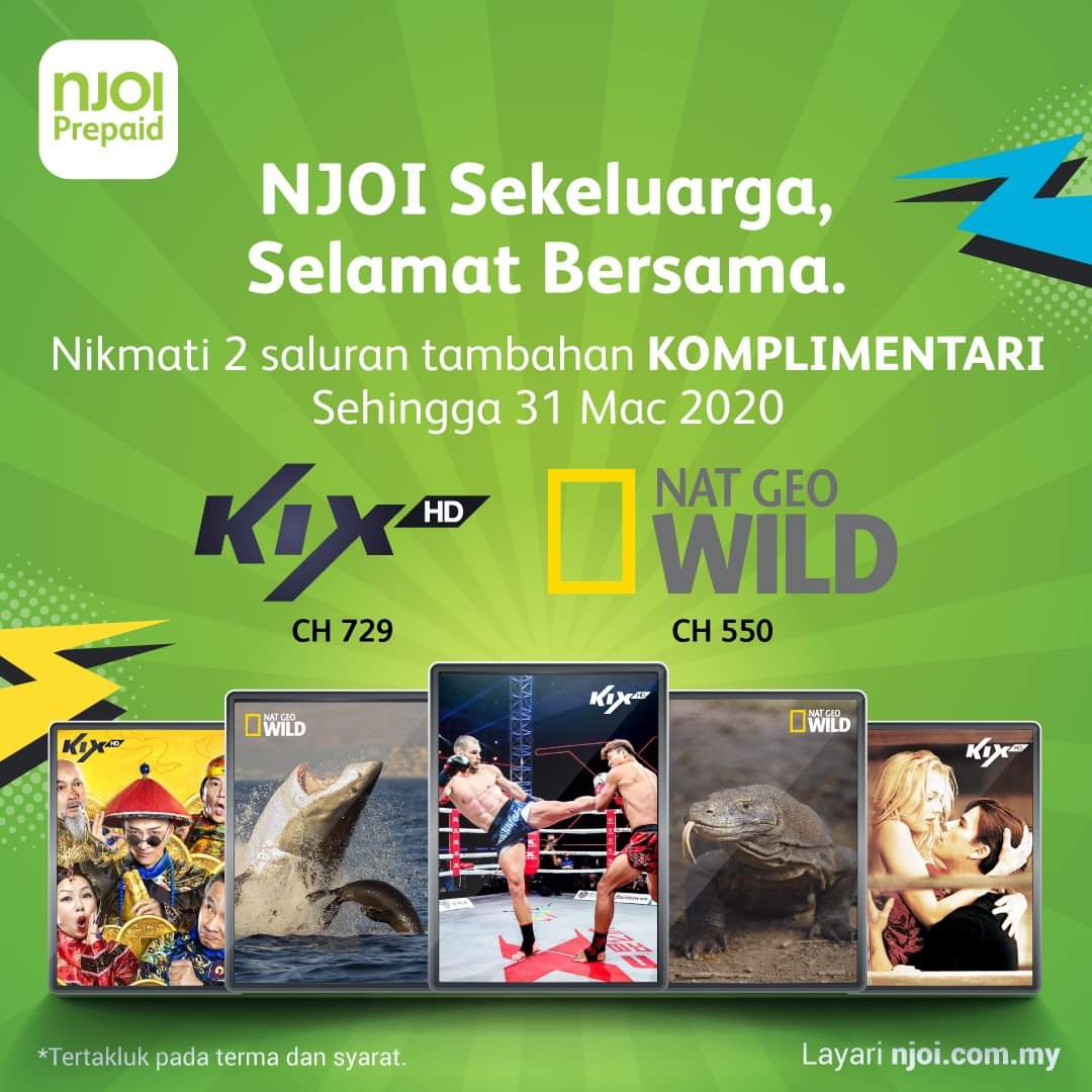 Now till 31 Mar 2020: NJOI Free KIX and Nat Geo Wild Channel