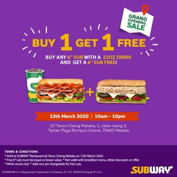 Subway-Opening-Promotion-at-Tesco-Cheng-Melaka-350x350 - Beverages Food , Restaurant & Pub Melaka Promotions & Freebies 