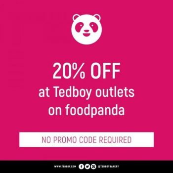 Tedboy-Bakery-20-off-Promo-with-FoodPanda-350x350 - Beverages Food , Restaurant & Pub Johor Kedah Kelantan Kuala Lumpur Melaka Negeri Sembilan Online Store Pahang Penang Perak Perlis Promotions & Freebies Putrajaya Sabah Sarawak Selangor Terengganu 