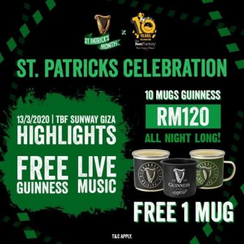 The-Beer-Factory-St.-Patricks-Celebration-350x350 - Beverages Food , Restaurant & Pub Promotions & Freebies Selangor 
