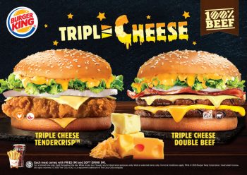 Burger-King-Triple-Cheese-burger-Promo-350x248 - Beverages Burger Food , Restaurant & Pub Promotions & Freebies 