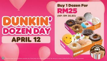 Dunkin-Donuts-Dozen-Day-Promotion-350x200 - Beverages Food , Restaurant & Pub Johor Kuala Lumpur Melaka Negeri Sembilan Pahang Penang Perak Promotions & Freebies Putrajaya Sabah Selangor 