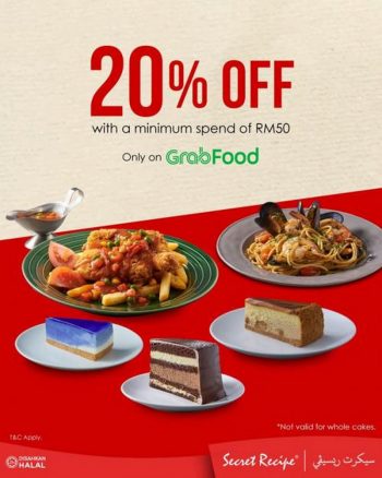 Secret-Recipe-20-OFF-Promotion-at-GrabFood-350x438 - Beverages Food , Restaurant & Pub Johor Kedah Kelantan Kuala Lumpur Melaka Nationwide Negeri Sembilan Pahang Penang Perak Perlis Promotions & Freebies Putrajaya Sabah Sarawak Selangor Terengganu 