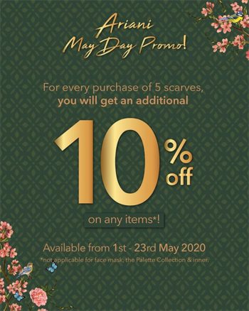 Ariani-May-Day-Promo-350x438 - Apparels Fashion Accessories Fashion Lifestyle & Department Store Johor Kedah Kelantan Kuala Lumpur Melaka Negeri Sembilan Online Store Pahang Penang Perak Perlis Promotions & Freebies Putrajaya Sabah Sarawak Selangor Terengganu 