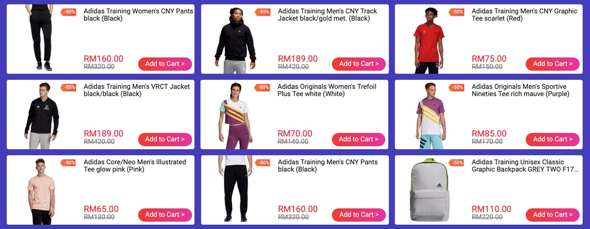 adidas clearance warehouse sale