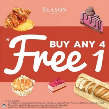 Season-Confectionary-Bakery-Buy-4-Free-1-Promo-at-Johor-Bahru-City-Square-350x350 - Beverages Food , Restaurant & Pub Johor Promotions & Freebies 