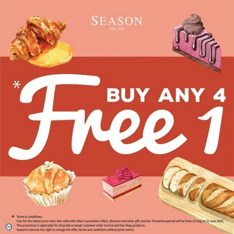 Now till 15 Jun 2020: Season Confectionary & Bakery Buy 4 Free 1 Promo ...