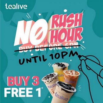 Tealive-No-Rush-Hour-Buy-3-Free-1-Promotion-350x350 - Beverages Food , Restaurant & Pub Johor Kedah Kelantan Kuala Lumpur Melaka Negeri Sembilan Pahang Penang Perak Perlis Promotions & Freebies Putrajaya Sabah Sarawak Selangor Terengganu 