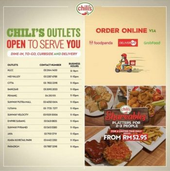 Chilis-Outlet-Operating-Hours-350x351 - Beverages Events & Fairs Food , Restaurant & Pub Johor Kedah Kelantan Kuala Lumpur Melaka Negeri Sembilan Pahang Penang Perak Perlis Putrajaya Sabah Sarawak Selangor Terengganu 