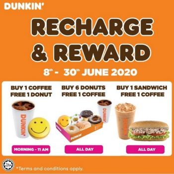 Dunkin-Donuts-Recharge-Reward-Promo-350x350 - Beverages Food , Restaurant & Pub Johor Kedah Kelantan Kuala Lumpur Melaka Negeri Sembilan Pahang Penang Perak Perlis Promotions & Freebies Putrajaya Sabah Sarawak Selangor Terengganu 