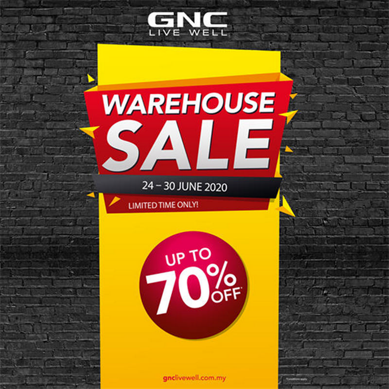 Now till 30 Jun 2020 GNC Warehouse Sale