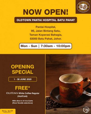 Oldtown-White-Coffee-Opening-Promotion-at-Pantai-Hospital-Batu-Pahat-350x438 - Beverages Food , Restaurant & Pub Johor Promotions & Freebies 