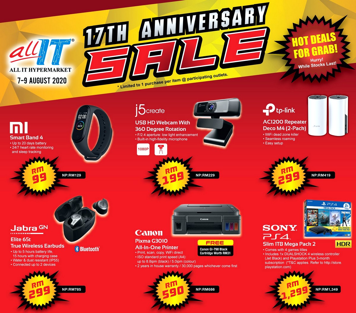 1 - Audio System & Visual System Cameras Computer Accessories Electronics & Computers Home Appliances IT Gadgets Accessories Kuala Lumpur Laptop Mobile Phone Nationwide Negeri Sembilan Putrajaya Selangor Tablets Warehouse Sale & Clearance in Malaysia