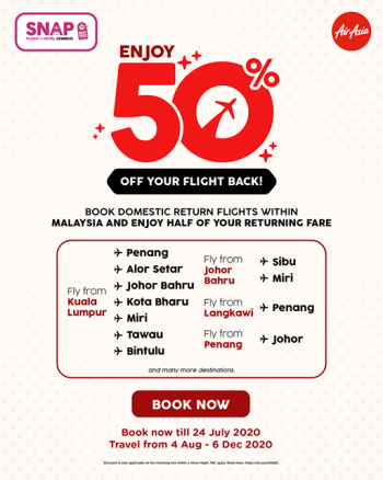 AirAsia-50-off-Flight-Back-Promo-350x438 - Air Fare Johor Kedah Kelantan Kuala Lumpur Melaka Negeri Sembilan Online Store Pahang Penang Perak Perlis Promotions & Freebies Putrajaya Sabah Sarawak Selangor Sports,Leisure & Travel Terengganu 