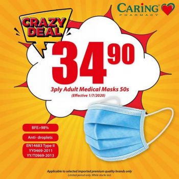 Caring-Pharmacy-Face-Mask-Crazy-Deals-Promotion-350x350 - Beauty & Health Health Supplements Johor Kedah Kelantan Kuala Lumpur Melaka Negeri Sembilan Online Store Pahang Penang Perak Perlis Personal Care Promotions & Freebies Putrajaya Sabah Sarawak Selangor Terengganu 