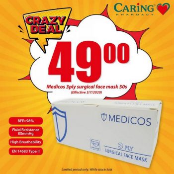 Caring-Pharmacy-Medicos-3ply-Surgica-Face-Masks-Promotion-350x350 - Beauty & Health Health Supplements Johor Kedah Kelantan Kuala Lumpur Melaka Negeri Sembilan Pahang Penang Perak Perlis Personal Care Promotions & Freebies Putrajaya Sabah Sarawak Selangor Terengganu 