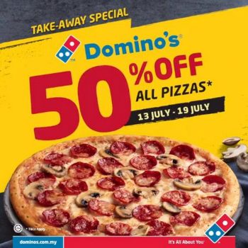 Dominos-Pizza-Take-Away-50-off-Promotion-350x350 - Beverages Food , Restaurant & Pub Johor Kedah Kelantan Kuala Lumpur Melaka Negeri Sembilan Online Store Pahang Penang Perak Perlis Pizza Promotions & Freebies Putrajaya Sabah Sarawak Selangor Terengganu 