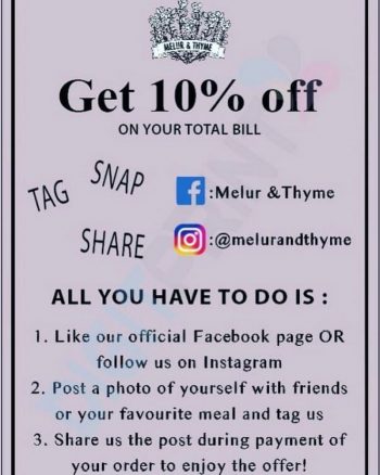 Melur-Thyme-10-off-Promo-350x438 - Beverages Food , Restaurant & Pub Kuala Lumpur Promotions & Freebies Selangor 