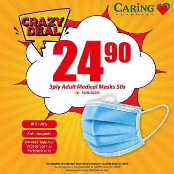 Caring-Pharmacy-Face-Mask-Crazy-Deals-350x350 6-16 Aug 2020: Caring Pharmacy Face Mask Crazy Deals