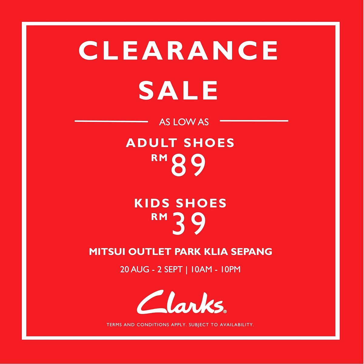 Clarks - Apparels Baby & Kids & Parenting Bags Children Fashion Dinnerware Fashion Accessories Fashion Lifestyle & Department Store Fitness Footwear Gifts , Souvenir & Jewellery Handbags Home & Garden & Tools Jewels Kitchenware Kuala Lumpur Outdoor Sports Putrajaya Selangor Shopping Malls Sports,Leisure & Travel Sportswear Sunglasses Wallets Warehouse Sale & Clearance in Malaysia 