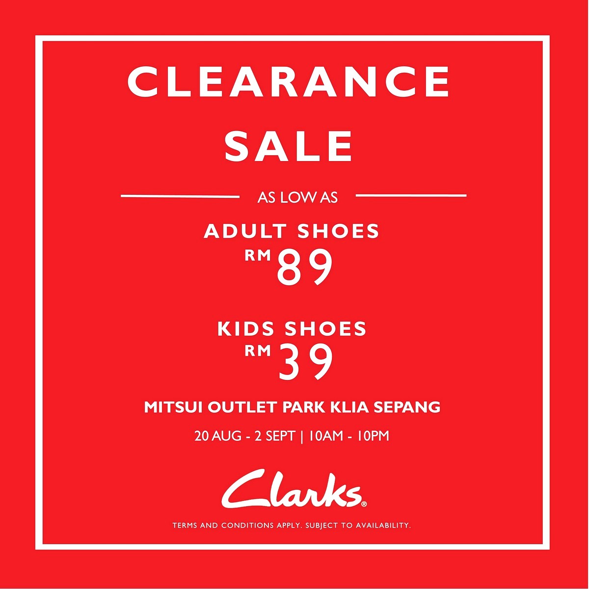 Clarks - Apparels Baby & Kids & Toys Bags Children Fashion Dinnerware Fashion Accessories Fashion Lifestyle & Department Store Fitness Footwear Gifts , Souvenir & Jewellery Handbags Home & Garden & Tools Jewels Kitchenware Kuala Lumpur Outdoor Sports Putrajaya Selangor Shopping Malls Sports,Leisure & Travel Sportswear Sunglasses Wallets Warehouse Sale & Clearance in Malaysia 