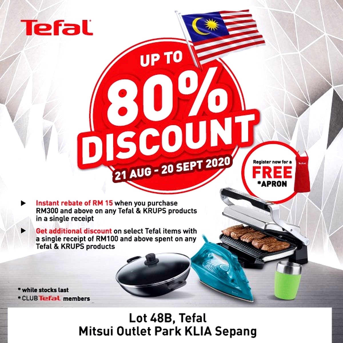 Tefal - Apparels Baby & Kids & Toys Bags Children Fashion Dinnerware Fashion Accessories Fashion Lifestyle & Department Store Fitness Footwear Gifts , Souvenir & Jewellery Handbags Home & Garden & Tools Jewels Kitchenware Kuala Lumpur Outdoor Sports Putrajaya Selangor Shopping Malls Sports,Leisure & Travel Sportswear Sunglasses Wallets Warehouse Sale & Clearance in Malaysia 