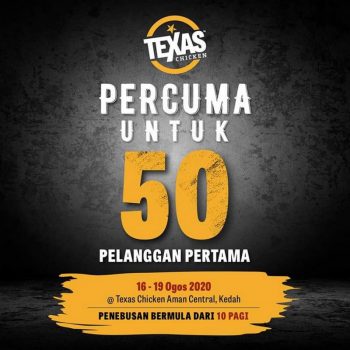 Texas-Chicken-Opening-Free-Food-Giveaway-at-Aman-Central-350x350 - Beverages Food , Restaurant & Pub Kedah Promotions & Freebies 
