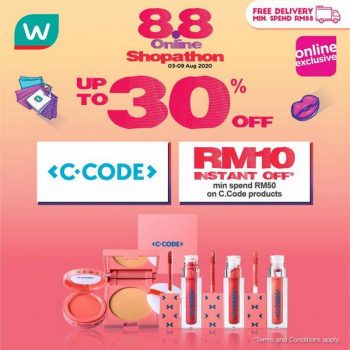 Watsons-C.Code-8.8-Online-Shopathon-Sale-350x350 - Beauty & Health Cosmetics Johor Kedah Kelantan Kuala Lumpur Malaysia Sales Melaka Negeri Sembilan Online Store Pahang Penang Perak Perlis Personal Care Putrajaya Sabah Sarawak Selangor Terengganu 