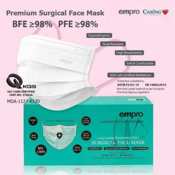 Caring-Pharmacy-Empro-3ply-Surgical-Face-Mask-Promo-350x350 - Beauty & Health Health Supplements Johor Kedah Kelantan Kuala Lumpur Melaka Negeri Sembilan Pahang Penang Perak Perlis Personal Care Promotions & Freebies Putrajaya Sabah Sarawak Selangor Terengganu 