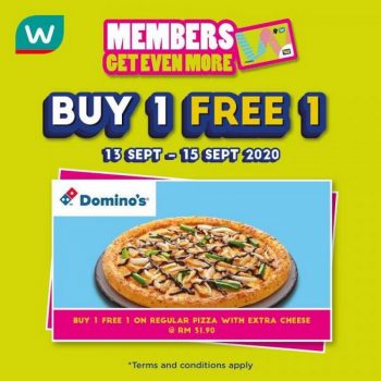 Dominos-Pizza-Buy-1-Free-1-Promotion-with-Watsons-Member-Card-350x350 - Beverages Food , Restaurant & Pub Johor Kedah Kelantan Kuala Lumpur Melaka Negeri Sembilan Pahang Penang Perak Perlis Pizza Promotions & Freebies Putrajaya Sabah Sarawak Selangor Terengganu 