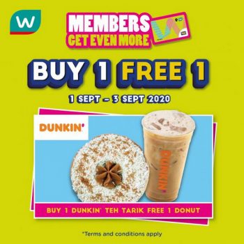 Dunkin-Donuts-Buy-1-Free-1-Promotion-with-Watsons-Member-Card-350x350 - Beauty & Health Beverages Food , Restaurant & Pub Health Supplements Johor Kedah Kelantan Kuala Lumpur Melaka Negeri Sembilan Pahang Penang Perak Perlis Personal Care Promotions & Freebies Putrajaya Sabah Sarawak Selangor Terengganu 