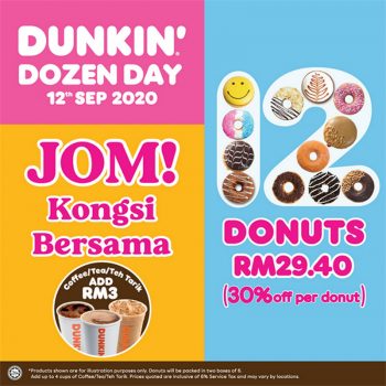 Dunkin-Donuts-Dozen-Day-Promo-350x350 - Beverages Food , Restaurant & Pub Johor Kedah Kelantan Kuala Lumpur Melaka Negeri Sembilan Pahang Penang Perak Perlis Promotions & Freebies Putrajaya Sabah Sarawak Selangor Terengganu 