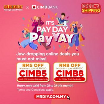 MR-DIY-Pay-Day-Promotion-with-CIMB-Cards-350x350 - Bank & Finance CIMB Bank Johor Kedah Kelantan Kuala Lumpur Melaka Negeri Sembilan Online Store Others Pahang Penang Perak Perlis Promotions & Freebies Putrajaya Sabah Sarawak Selangor Terengganu 