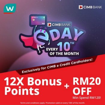 Watsons-12x-Bonus-Points-RM20-OFF-Promotion-with-CIMB-350x350 - Bank & Finance Beauty & Health CIMB Bank Health Supplements Johor Kedah Kelantan Kuala Lumpur Melaka Negeri Sembilan Online Store Pahang Penang Perak Perlis Personal Care Promotions & Freebies Putrajaya Sabah Sarawak Selangor Terengganu 