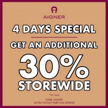 Aigner-4-Days-Special-Sale-at-Mitsui-Outlet-Park-350x350 - Bags Fashion Accessories Fashion Lifestyle & Department Store Malaysia Sales Selangor 