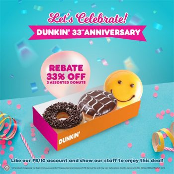 Dunkin-Donuts-33rd-Anniversary-Promo-350x350 - Beverages Food , Restaurant & Pub Johor Kedah Kelantan Kuala Lumpur Melaka Negeri Sembilan Pahang Penang Perak Perlis Promotions & Freebies Putrajaya Sabah Sarawak Selangor Terengganu 