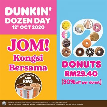 Dunkin-Donuts-Dozen-Day-Promo-350x350 - Beverages Food , Restaurant & Pub Johor Kedah Kelantan Kuala Lumpur Melaka Negeri Sembilan Pahang Penang Perak Perlis Promotions & Freebies Putrajaya Sabah Sarawak Selangor Terengganu 