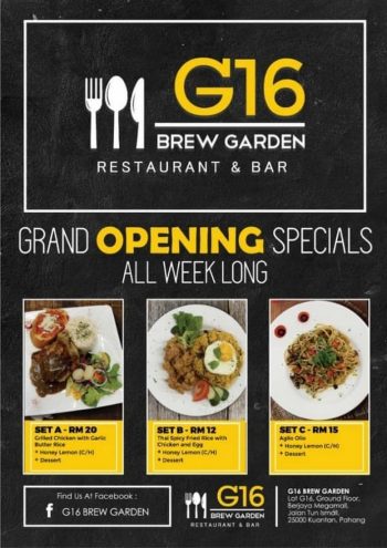 G16-Brew-Garden-Opening-Promo-at-Berjaya-Megamall-350x495 - Beverages Food , Restaurant & Pub Pahang Promotions & Freebies 