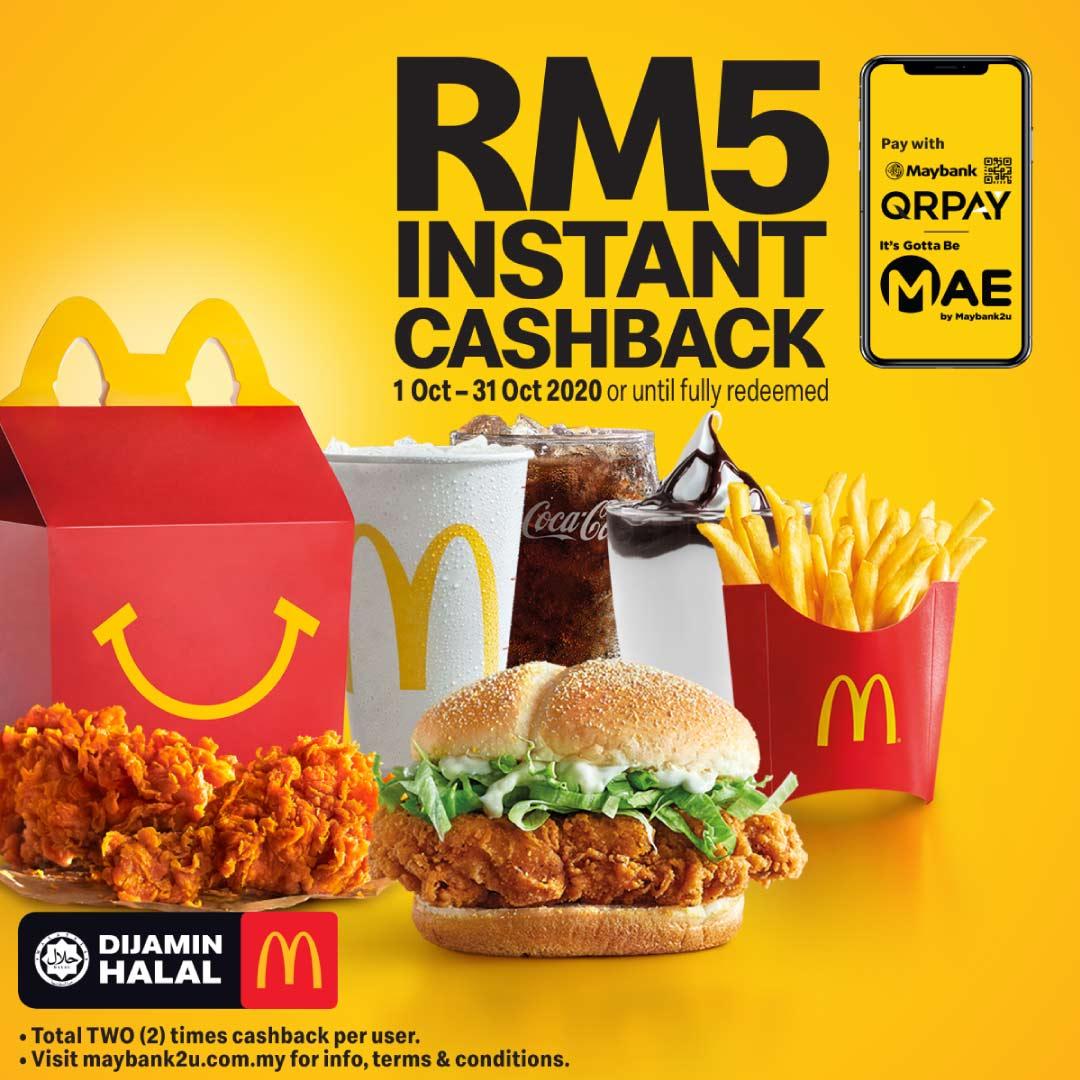 1-31 Oct 2020: McDonald’s Free RM5 Instant Cashback Promo with Maybank ...