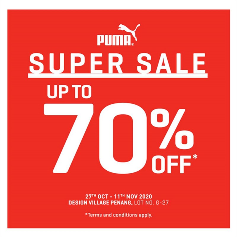 27 Oct 11 Nov 2020 Puma Outlet Super Sale at Design Village