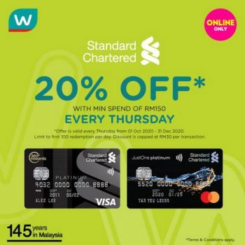 Watsons-Online-20-OFF-Promotion-with-Standard-Chartered-350x350 - Bank & Finance Beauty & Health Health Supplements Johor Kedah Kelantan Kuala Lumpur Melaka Negeri Sembilan Pahang Penang Perak Perlis Personal Care Promotions & Freebies Putrajaya Sabah Sarawak Selangor Standard Chartered Bank Terengganu 